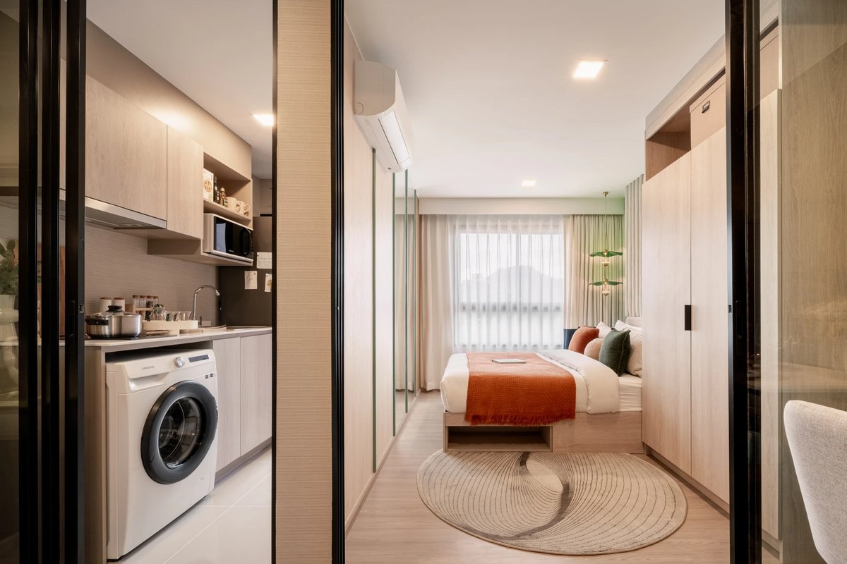 The Base Bukit — show unit kitchenette and bedroom